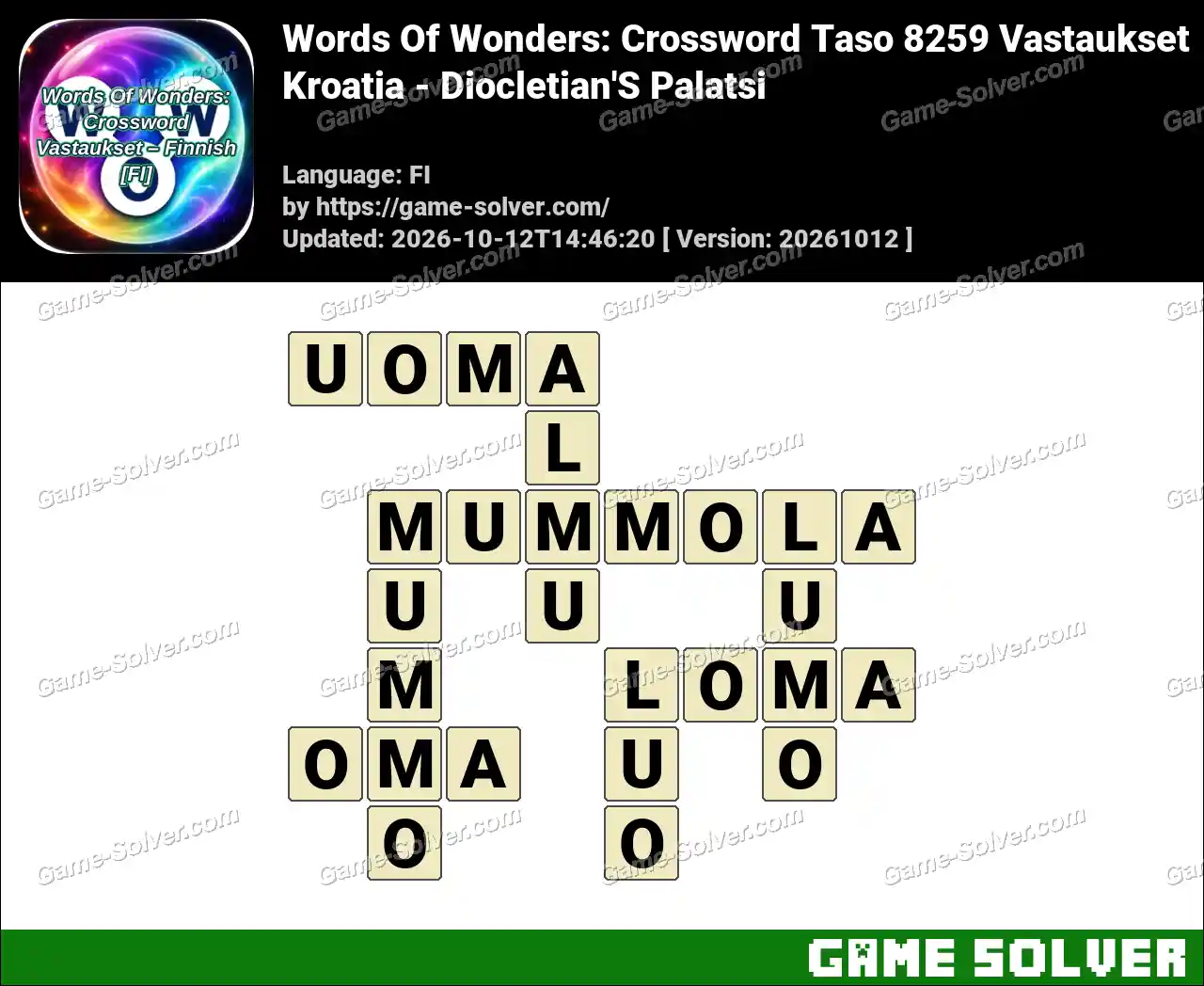 Words Of Wonders: Crossword Taso 8259 Vastaukset – Kroatia – Diocletian’S Palatsi